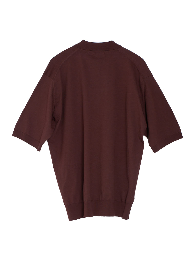 Men's Super High Gauge Cotton Knit Polo Brown