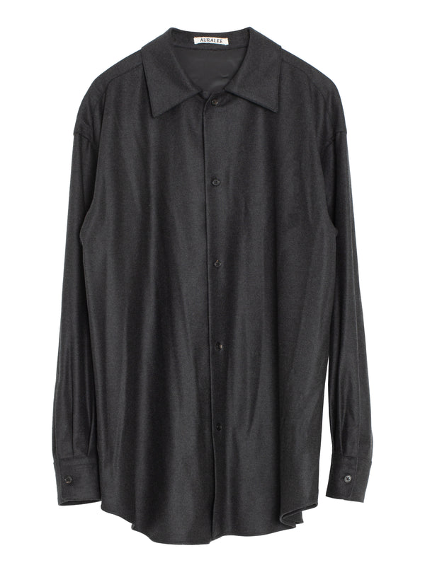 Women's Wool Fulling Flannel Shirt Top Charcoal