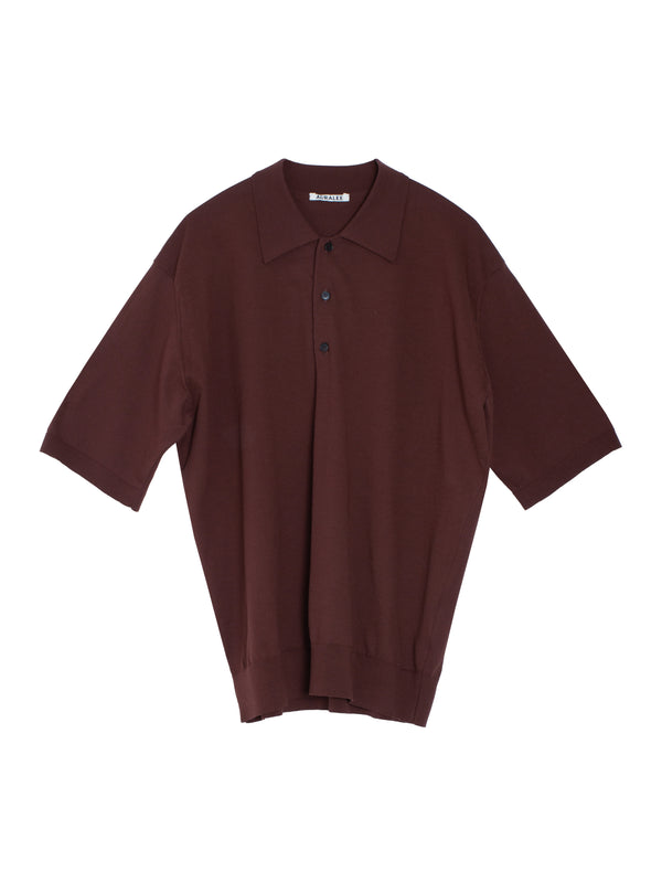 Men's Super High Gauge Cotton Knit Polo Brown