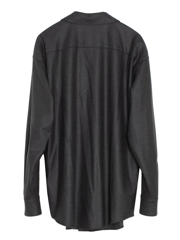 Women's Wool Fulling Flannel Shirt Top Charcoal