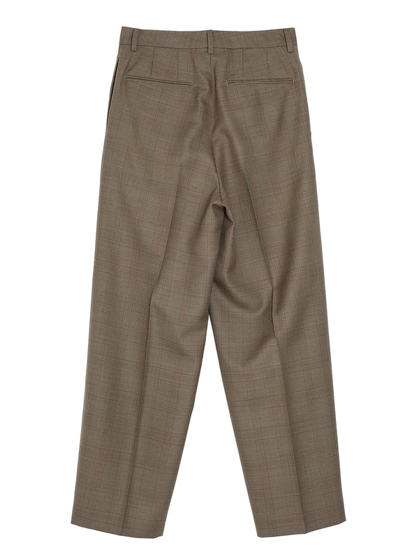 Women's Bluefaced Wool Two Tuck Slacks Brown Check