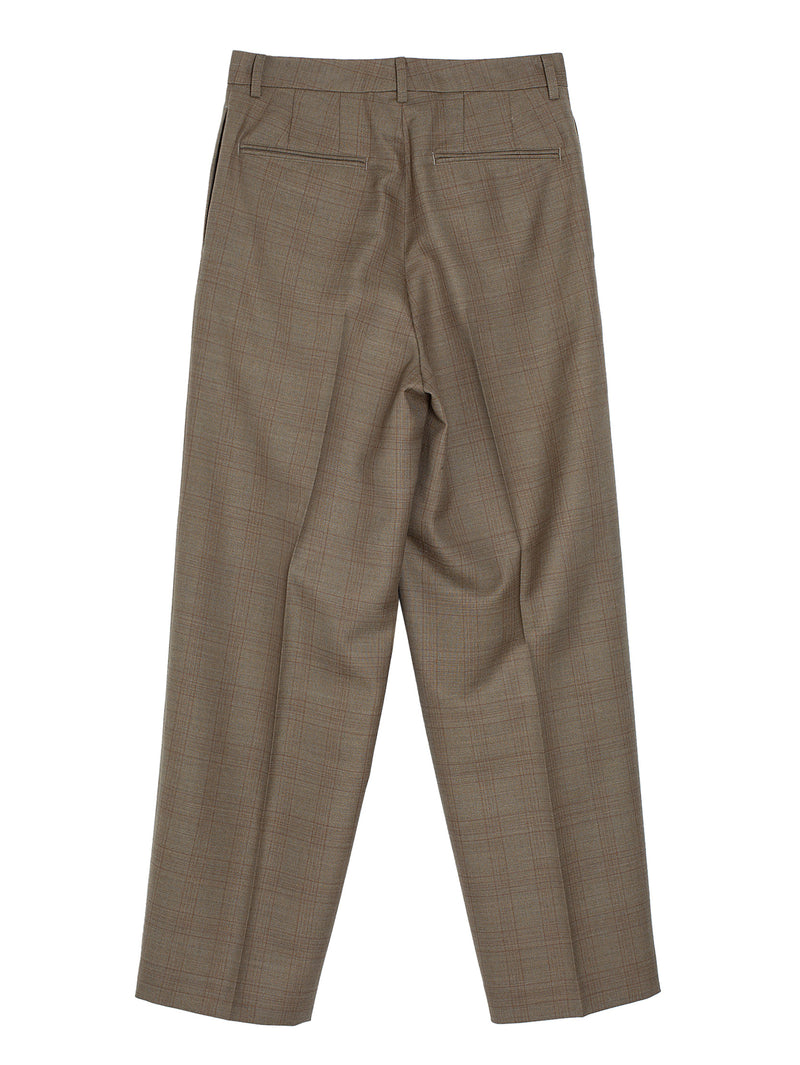 Women's Bluefaced Wool Two Tuck Slacks Brown Check