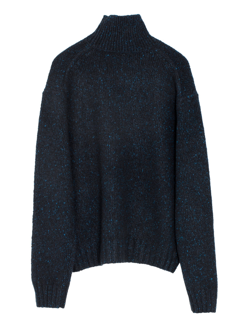 Women's Cashmere Melange Knit Turtle Top Navy