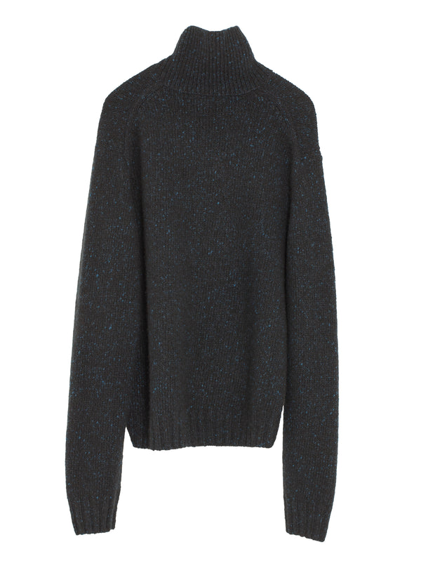 Men's Cashmere Melange Knit Turtle Top Navy Black