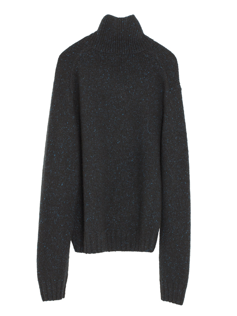 Men's Cashmere Melange Knit Turtle Top Navy Black