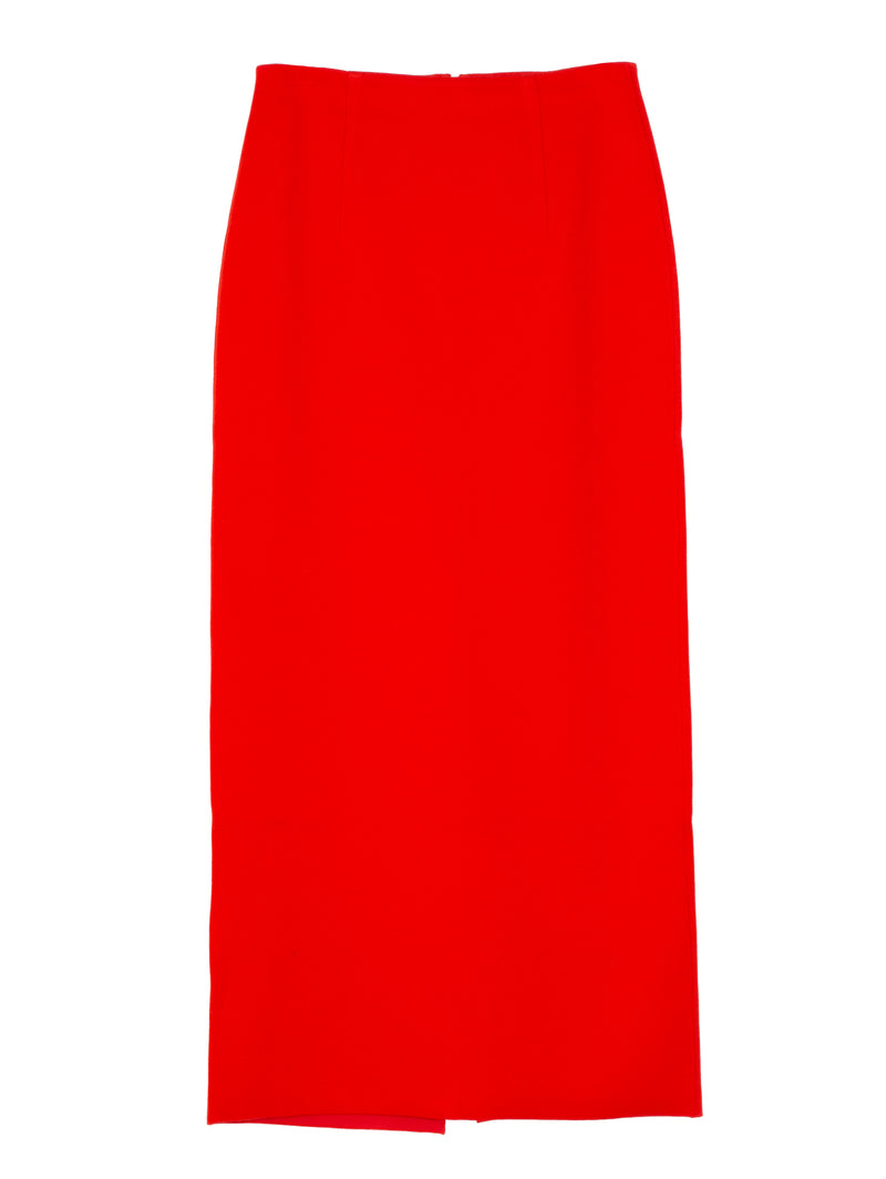 Women's Cotton Silk Stretch Double Face Knit Skirt Red