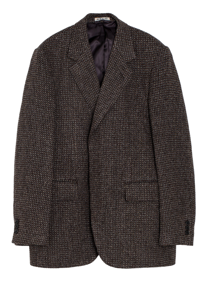 Women's Alpaca Wool Silk Tweed Over Jacket Grey Brown Hairline