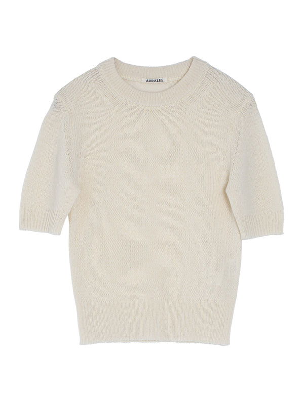 Women's Summer Cashmere Knit Tee Ivory White