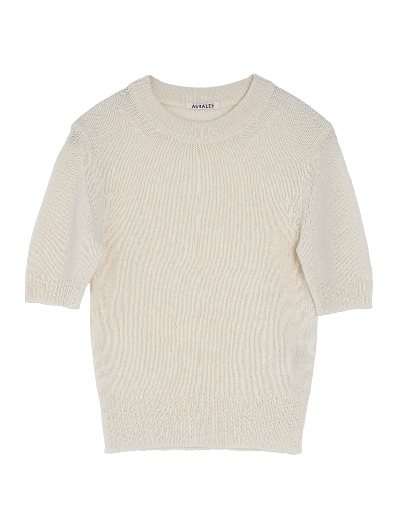 Women's Summer Cashmere Knit Tee Ivory White