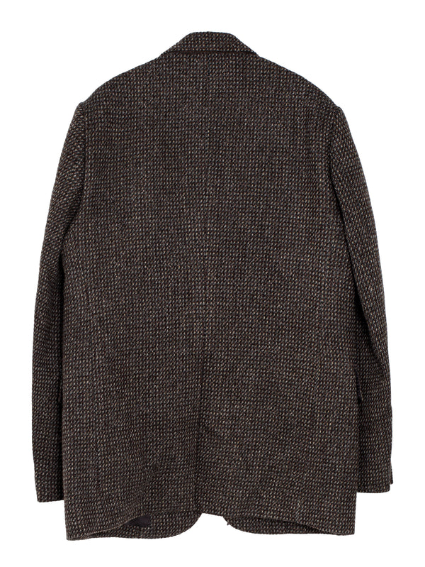 Women's Alpaca Wool Silk Tweed Over Jacket Grey Brown Hairline