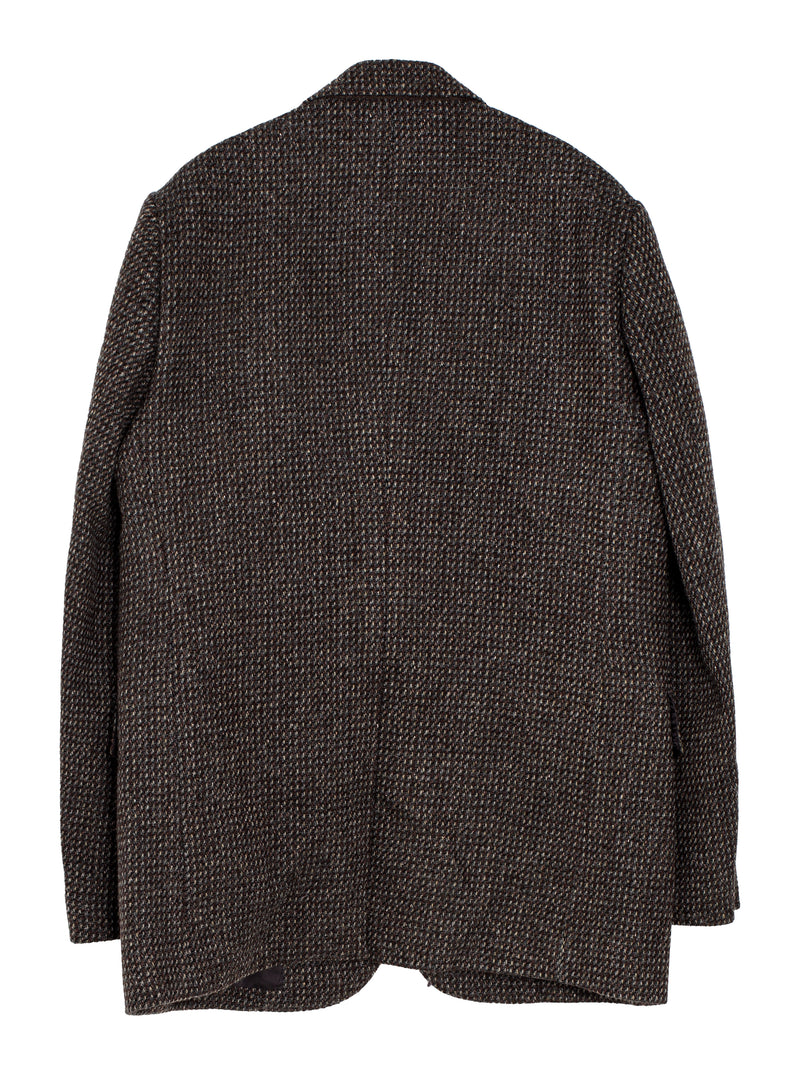 Women's Alpaca Wool Silk Tweed Over Jacket Grey Brown Hairline