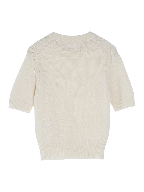 Women's Summer Cashmere Knit Tee Ivory White