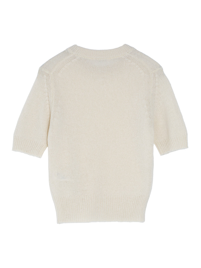 Women's Summer Cashmere Knit Tee Ivory White