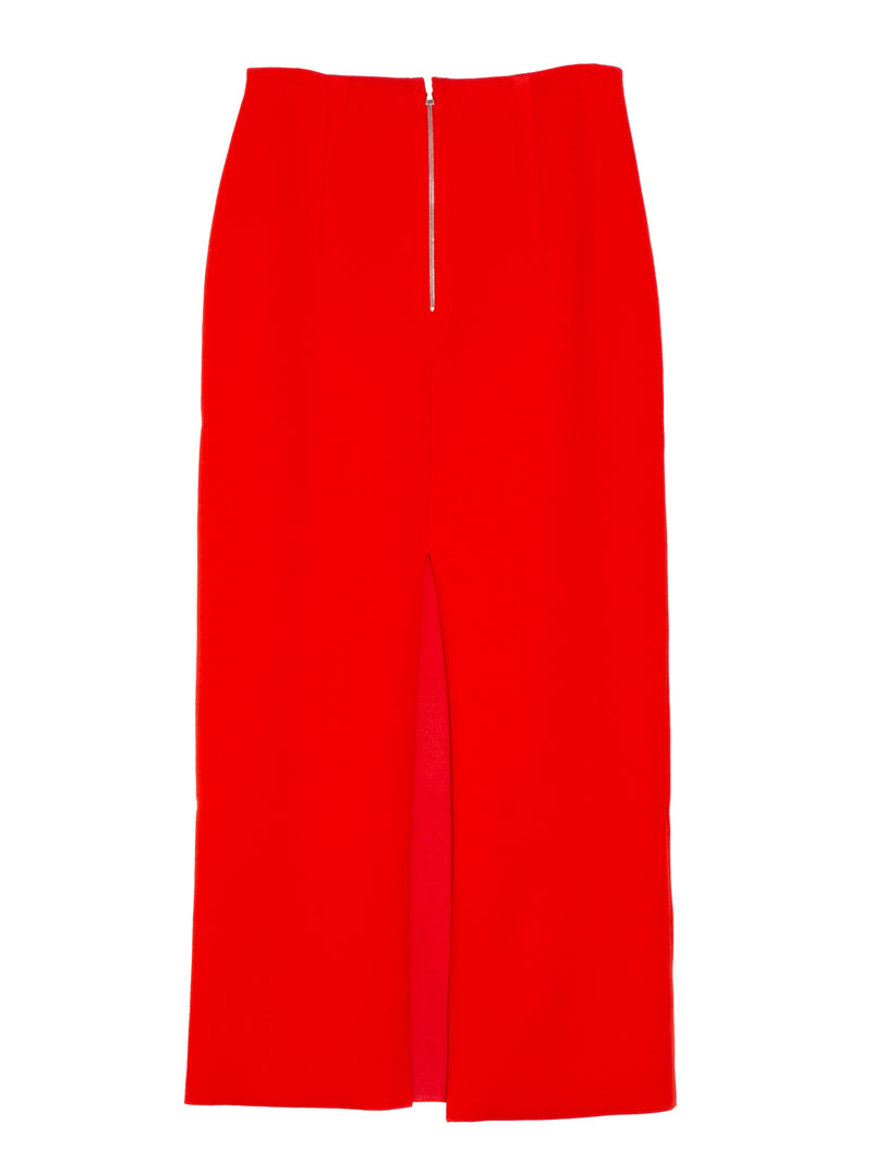 Women's Cotton Silk Stretch Double Face Knit Skirt Red