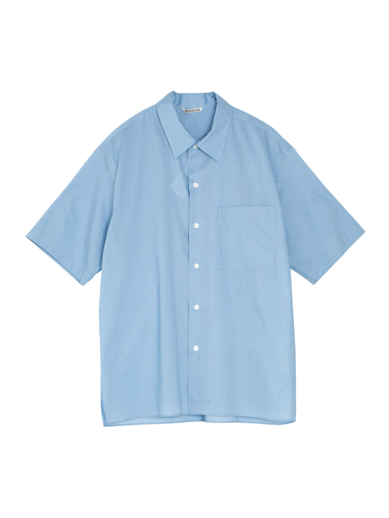 Men's Washed Finx Typerwriter Open Collar Half Sleeved Shirt Light Blue
