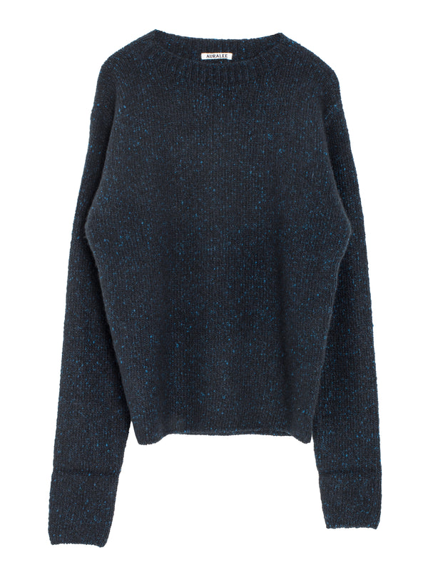 Men's Cashmere Melange Knit Pullover Top Navy Black