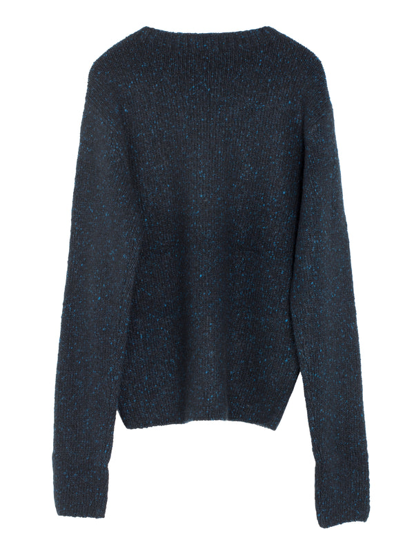 Men's Cashmere Melange Knit Pullover Top Navy Black