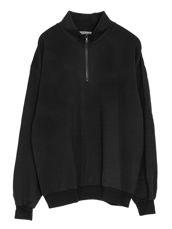 Men's Light Wool Sweat Half Zip Pullover Black