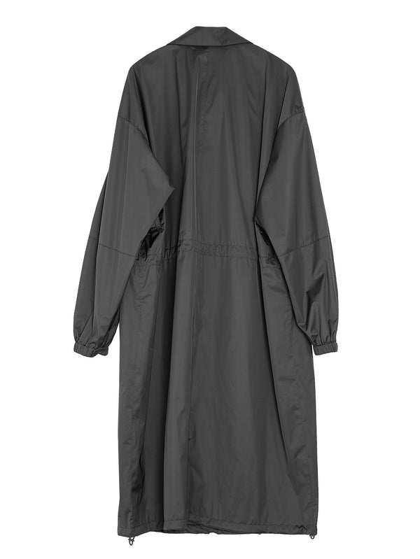 Men's Hard Twist Polyester Satin Laminate Zip Coat Black