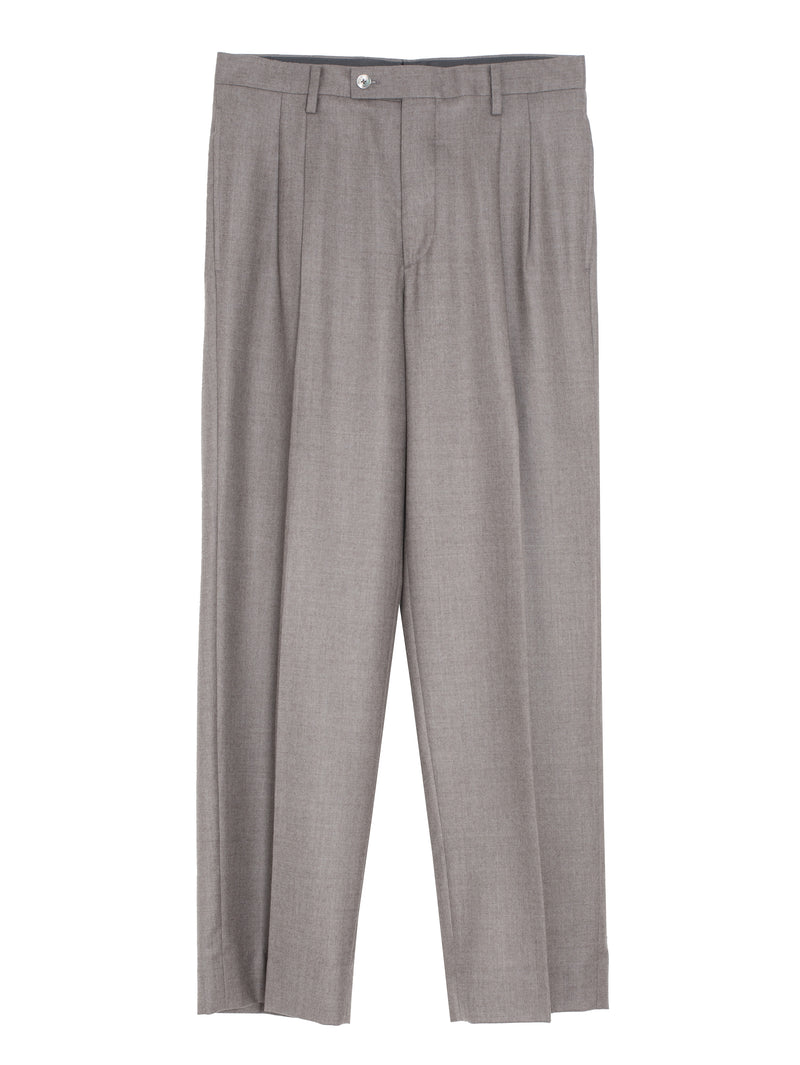 Men's Super Light Wool Two Tuck Slacks Top Brown