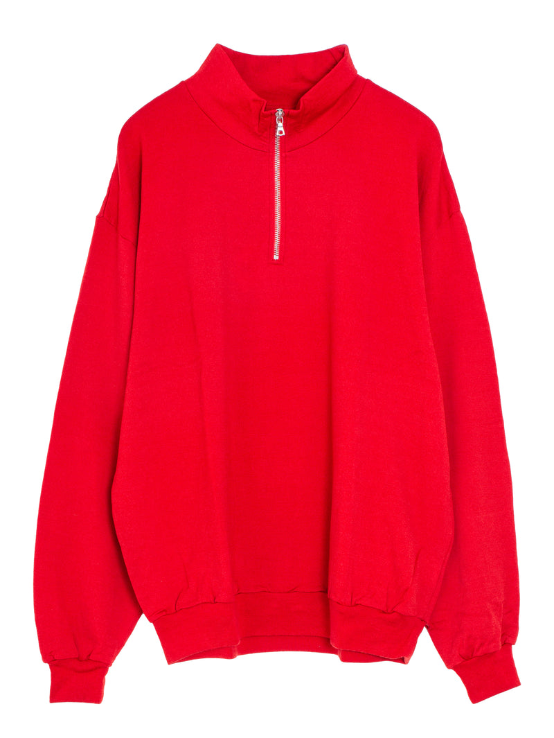 Men's Light Wool Sweat Half Zip Pullover Red