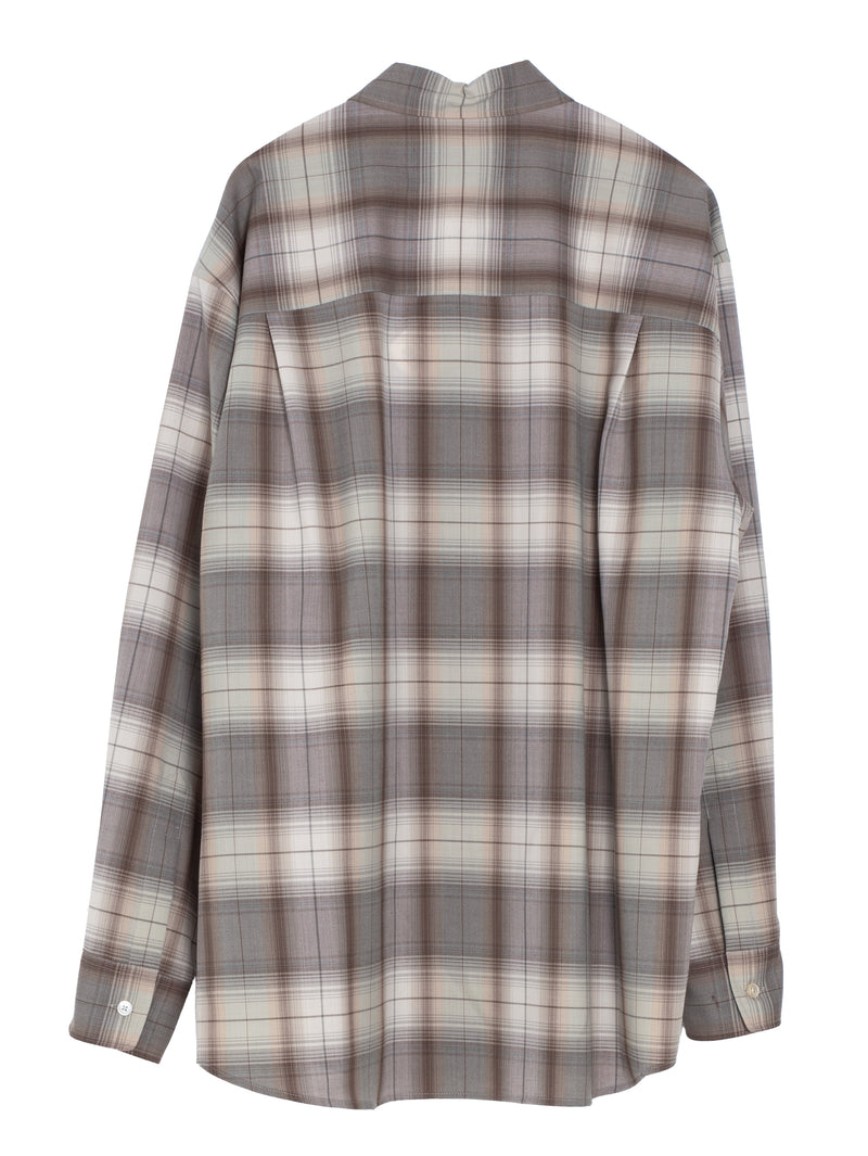 Men’s Super Light Wool Check Shirt Gray Brown Check
