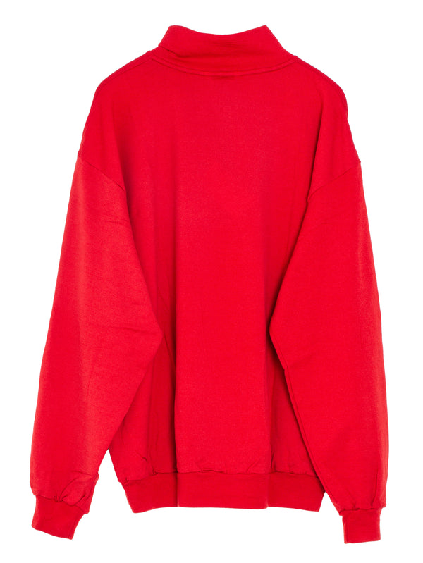 Men's Light Wool Sweat Half Zip Pullover Red