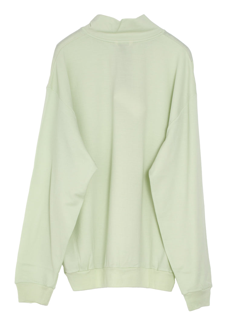 Men's Light Wool Sweat Half Zip Pullover Pale Lime
