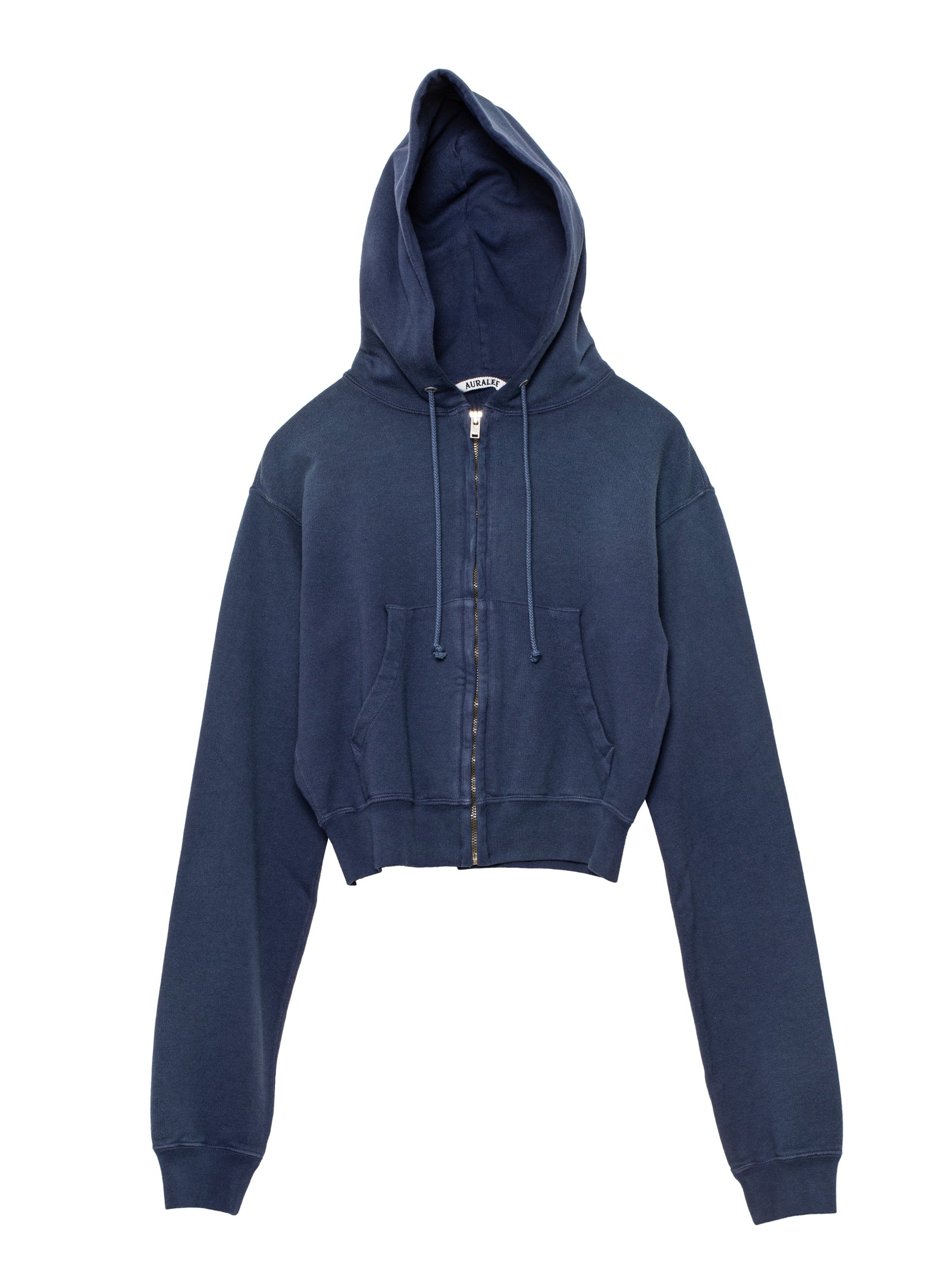 Auralee Women's Product Dyed Pima Light Sweat Zip Parka Light Navy Auralee Women's Product Dyed Pima Light Sweat Zip Parka Light Navy