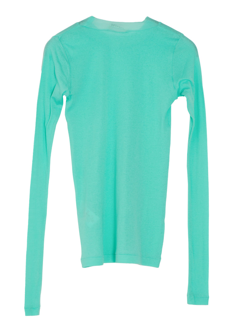 Women's Super High Gauge Sheer Rib Long Sleeve Tee Aqua Green