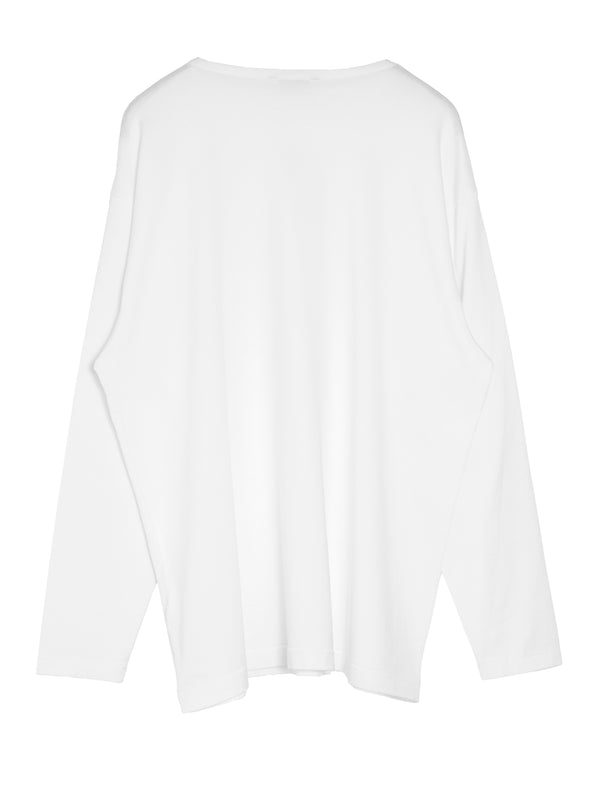 Men's Luster Plaiting Boat Neck Long Sleeve Tee White