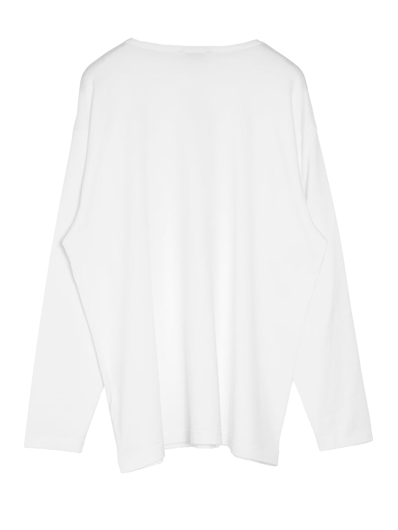 Men's Luster Plaiting Boat Neck Long Sleeve Tee White