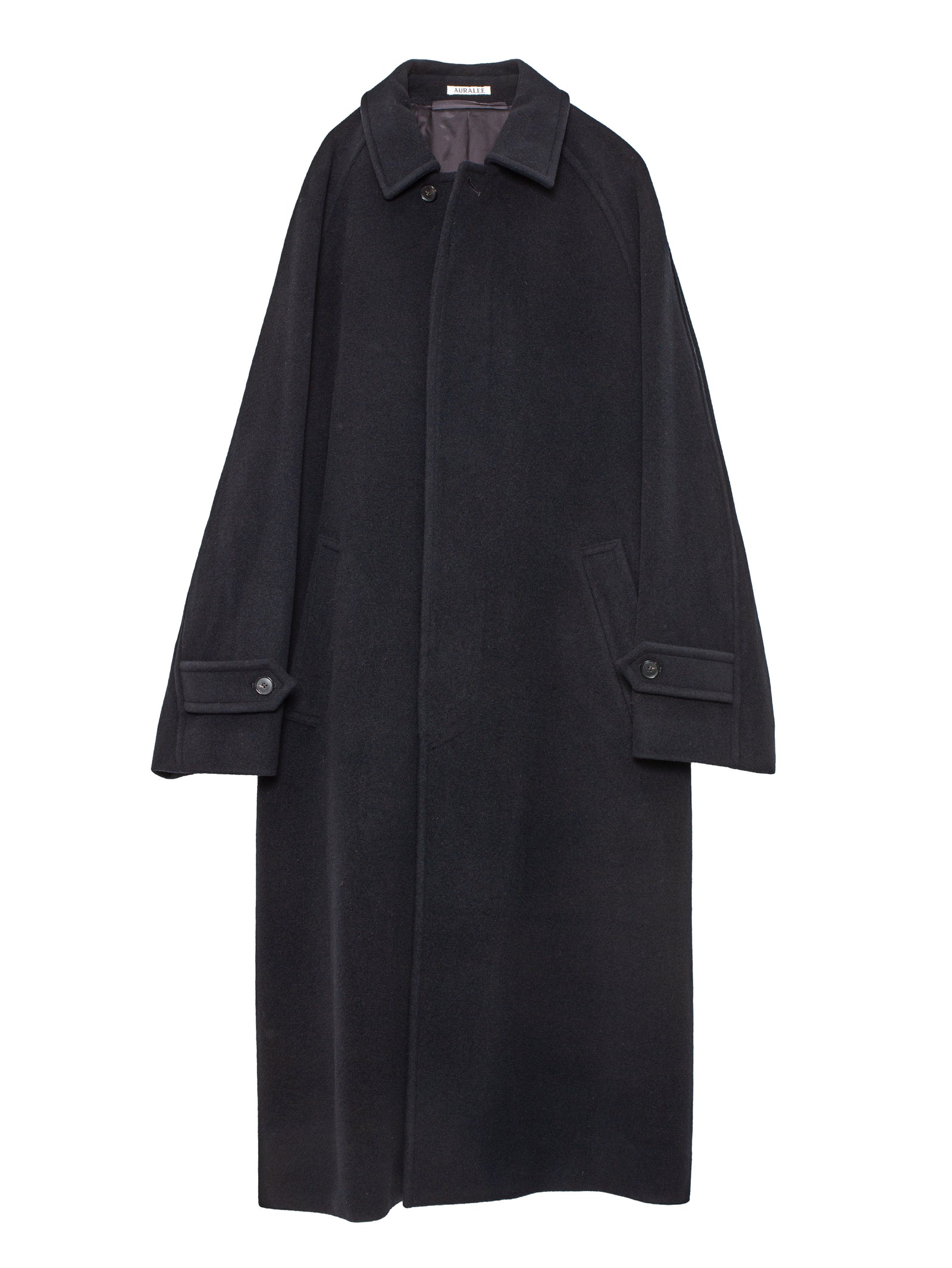 Auralee Men's Super Fine Wool Mosser Soutien Collar Coat Black – Opia