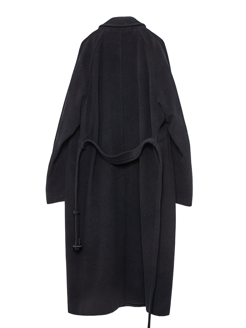 Men's Super Fine Wool Mosser Soutien Collar Coat Black