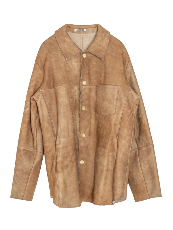 Men's Merino Mouton Shirt Blouson Beige