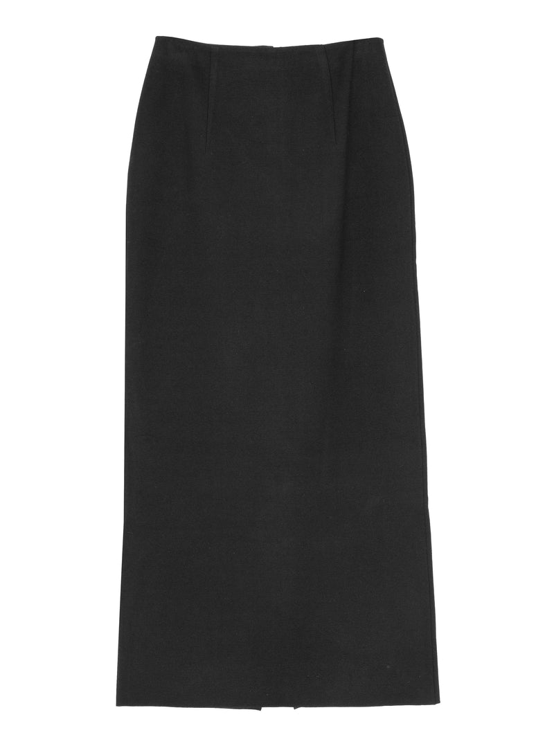 Women's Cotton Silk Stretch Double Face Knit Skirt Black