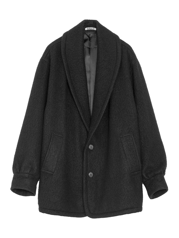 Women’s Brushed Alpaca Wool Melton Half Coat Black