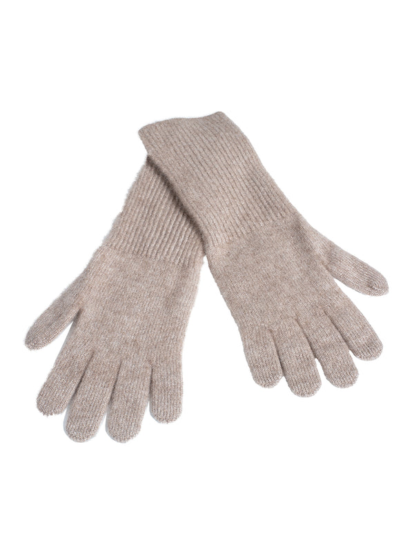 Women’s Baby Cashmere Knit long Gloves Natural Brown