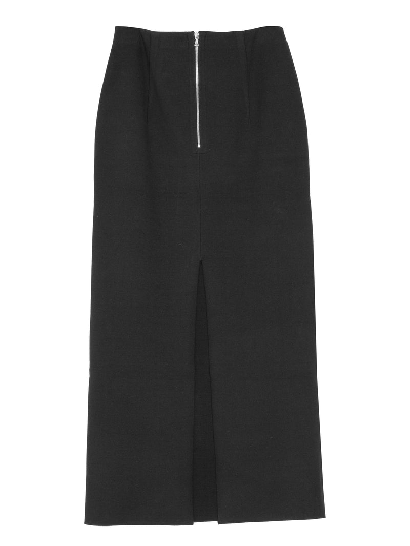 Women's Cotton Silk Stretch Double Face Knit Skirt Black