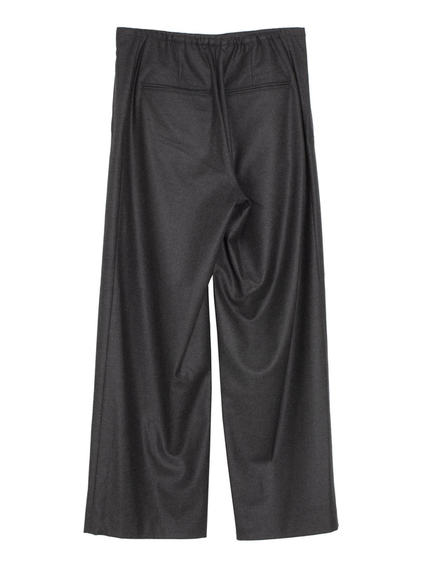Women's Wool Fulling Flannel Drawstring Pants Top Charcoal