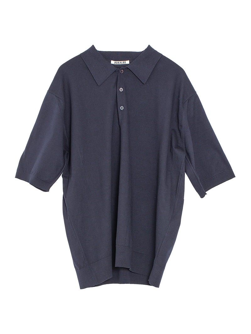 Men's Super High Gauge Cotton Knit Polo Dark Navy