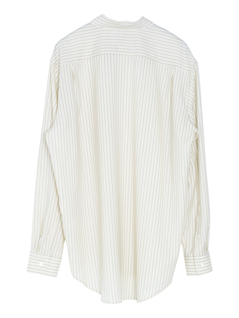 Women's Super Fine Wool Stripe Shirt Ivory Stripe