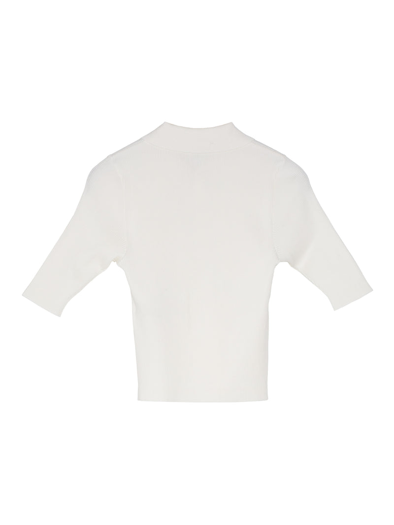 Women's Cotton High Gauge Rib Knit Polo White