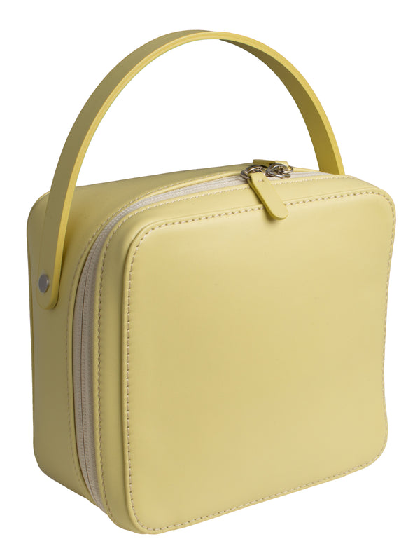 Women’s Leather Small Travel Case Yellow Made By Aeta