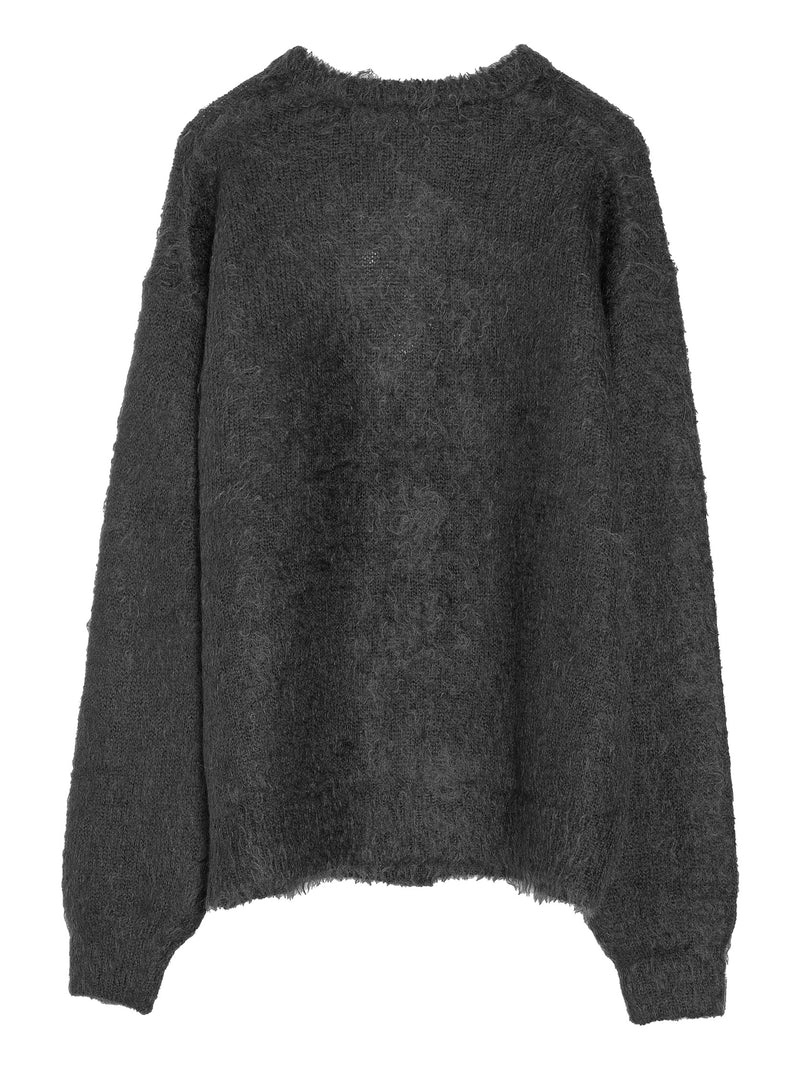 Men's Brushed Super kid Mohair Knit Cardigan Ink Black