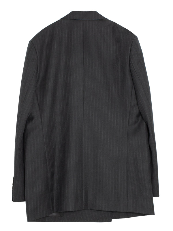 Women's Bluefaced Wool Double Breasted Jacket Charcoal Navy Stripe