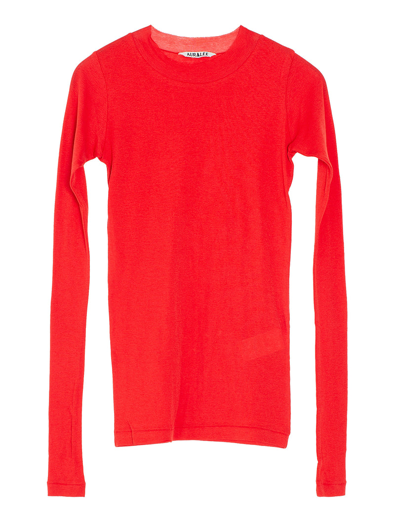 Women's Super High Gauge Sheer Rib Long Sleeve Tee Red