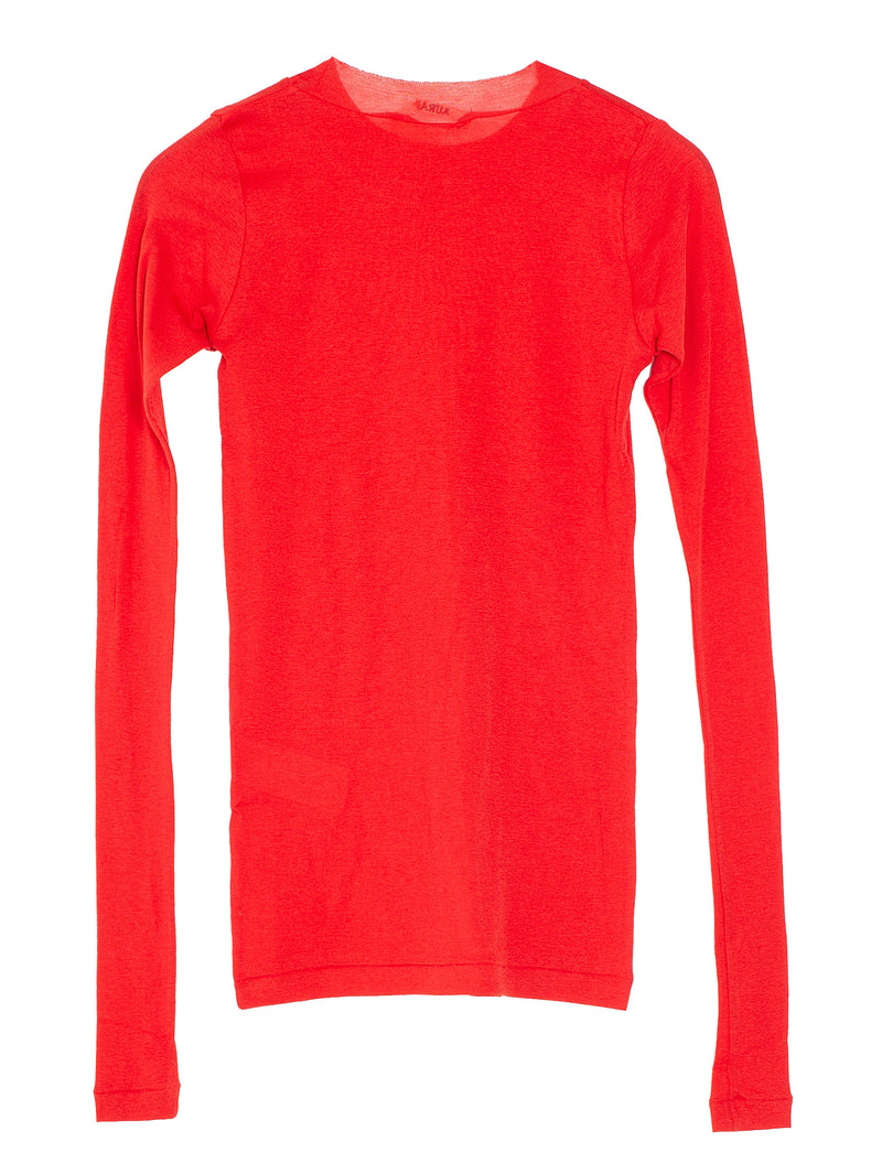 Women's Super High Gauge Sheer Rib Long Sleeve Tee Red