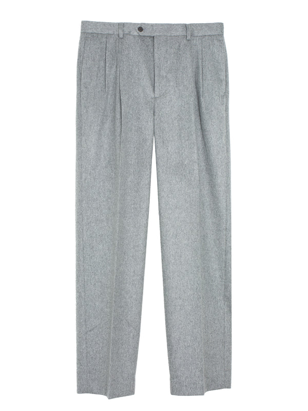 Men's Cashmere Moleskin Two Tuck Slacks Top Grey