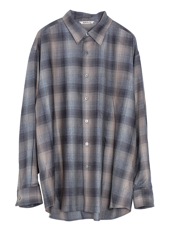 Men’s Super Light Wool Check Shirt Charcoal Gray Check